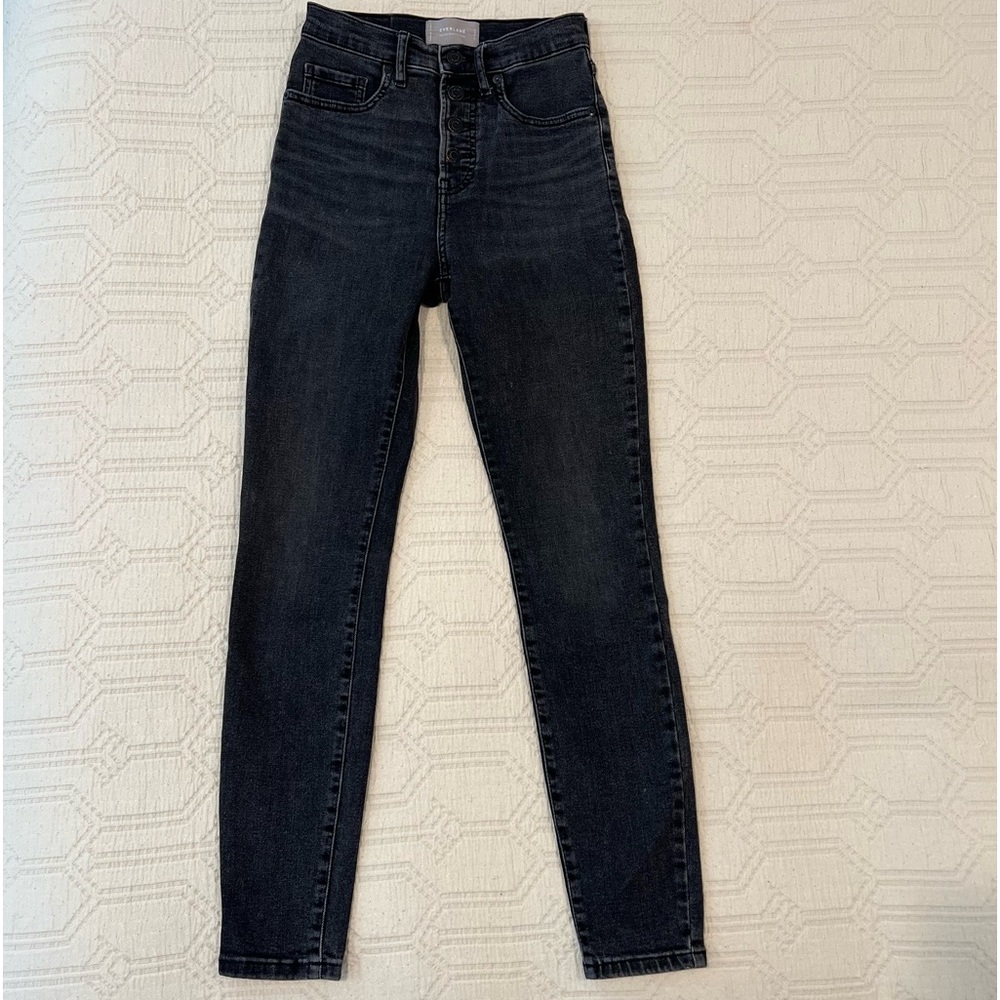 Everlane High Rise Skinny Jeans • 26 Regular • Washed Black Grey